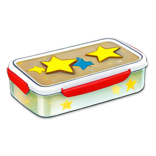 lunch box surrounded by yellow stars - icon | sticker