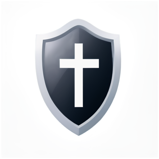 A cross on the background of a shield divides it in half. - icon | sticker