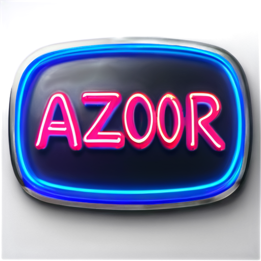The inscription "Azoor" is made by embossing on metal in neon color - icon | sticker