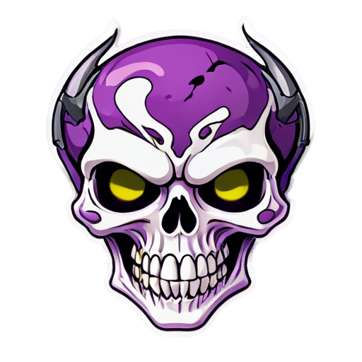 Skeleton Demon Head with Toxic purple,White and blac colours - icon | sticker