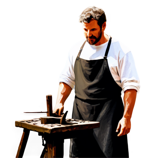 medieval blacksmith man, paint style, - icon | sticker