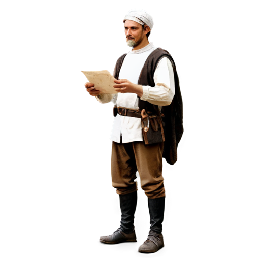 medieval courier with letter in hand, paint style, - icon | sticker