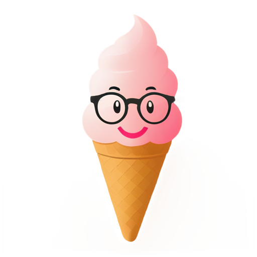 mascot with smiley face friendly Ice cream pink cream logo for streamer avatar with glasses - icon | sticker