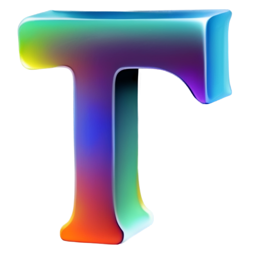 Letter "T", ghosting, colorful gradient - icon | sticker