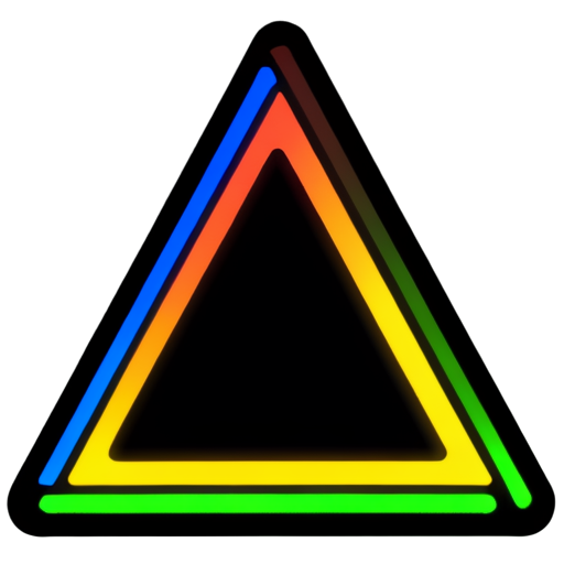 An ocher triangle, inside the triangle there is less red, all colors are done in neon, inside there is the inscription SEL - icon | sticker