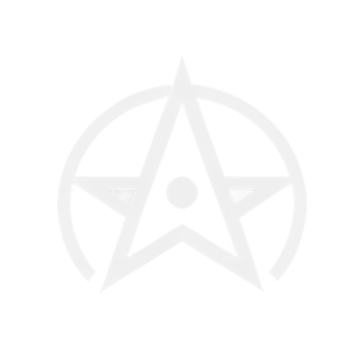 An angelic cult like symbol of an eye with a satanic star behind it, and hands below it, - icon | sticker