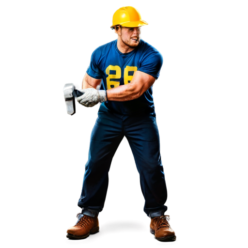 Pittsburgh steel worker with sledge hammer fantasy football icon - icon | sticker