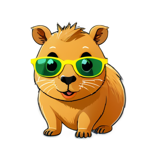 yellow capybara with green glasses - icon | sticker