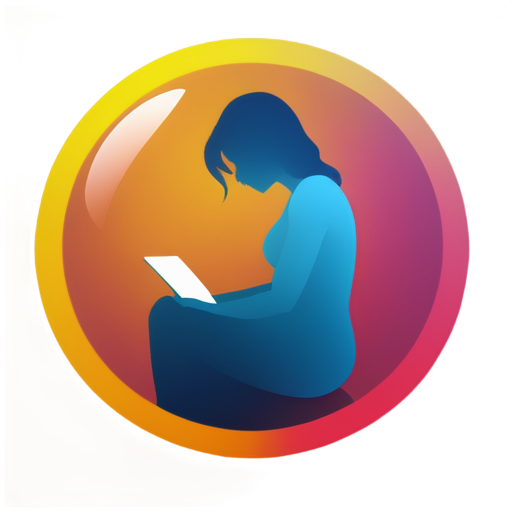 neon girl in sphere with mail from internet sunset background - icon | sticker