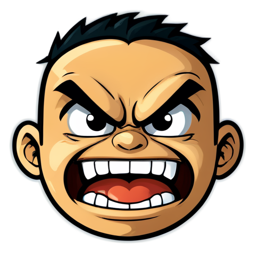 Simple angry graffiti style face, flat - icon | sticker