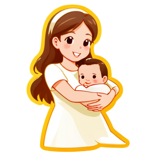 parent with baby hug icon light beige no background - icon | sticker