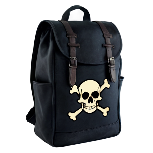 medieval backpack with skull and crossbones overlay - icon | sticker