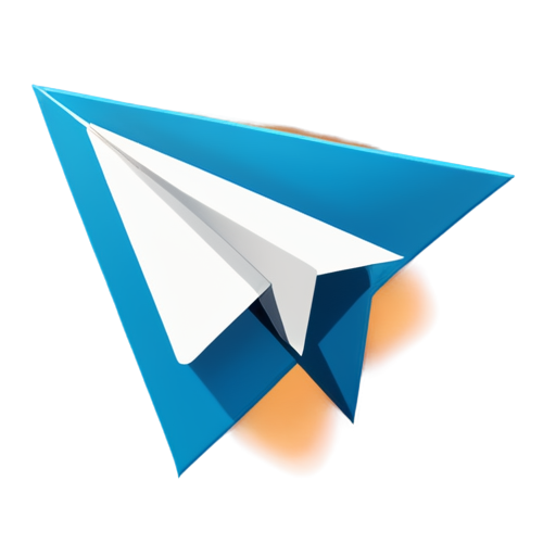 a flat design icon with a telegram paper airplane and a white download arrow on a light blue background, the arrow is in the center of the plane，add download icon in left - icon | sticker