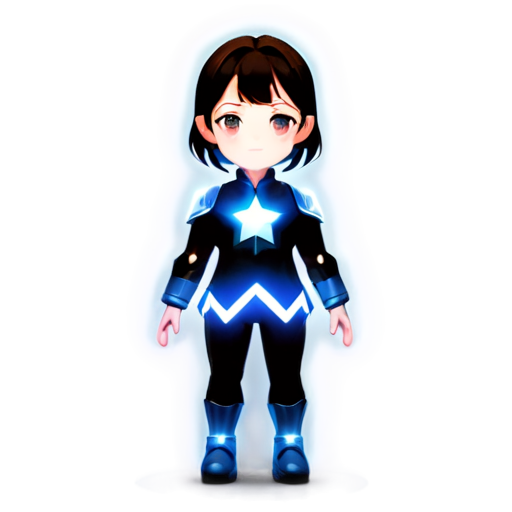 Epic full-body illustration of Starlight, standing heroically with her hands glowing, starry night background, detailed suit, intense and determined expression, dynamic lighting, high-definition, realistic style. - icon | sticker