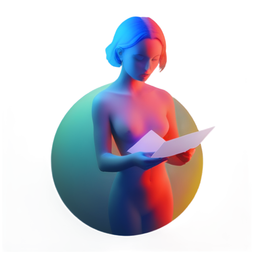 neon girl in sphere with mail from internet sunset background - icon | sticker