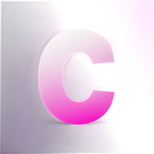 White symmetric letter "C" with a pink-purple gradient background - icon | sticker