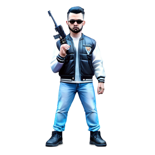 Epic full-body illustration of Billy Butcher, standing menacingly with a weapon in hand, gritty urban background, intense expression, detailed clothing, powerful and determined, dynamic lighting, high-definition, realistic style. - icon | sticker