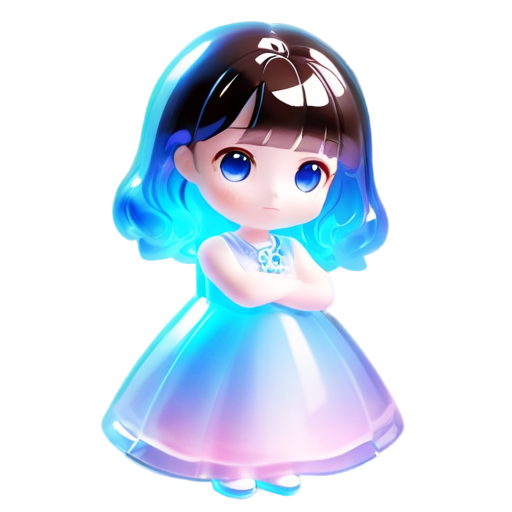 Prompt: A little girl, long hair, blue eyes, wearing a cartoon dress, cute