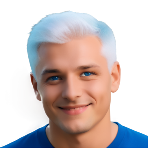 Smiling Face of Ukrainian man with white hair and blue eyes - icon | sticker