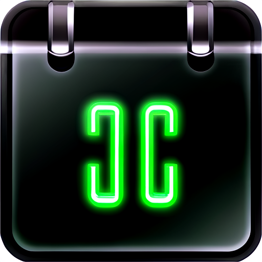 simple dark green cyberpunk neon themed icon for app calendar - icon | sticker