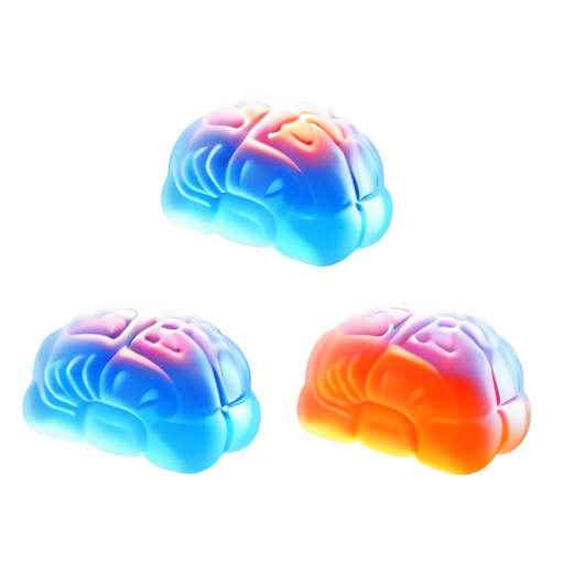 light blue and orange brain - icon | sticker