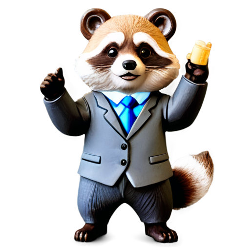 tanuki in business man attire having a brilliant idea, clay style - icon | sticker