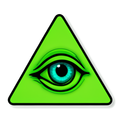 green masson triangle with eye inside, magic, occult and darknet style. neon contour - icon | sticker