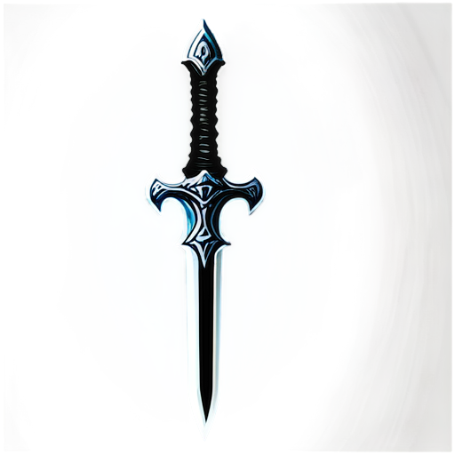 one ice sword, black metal, ancient sword, ice particles - icon | sticker