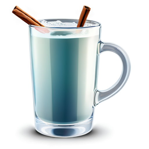 A unicorn-shaped glass filled with liquid, with the unicorn's tail serving as the handle of the glass, and a cinnamon stick representing the horn. - icon | sticker