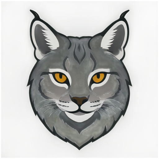 a beautiful lynx face, black, flat style, non-person, transparent - icon | sticker