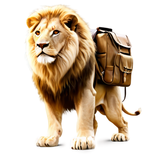 Traveling Lion with bagpack - icon | sticker