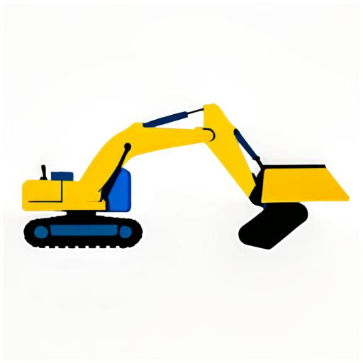 flat, monochrome, minimalistic icon for Company for rental of construction equipment. Main component is excavator, side view, minimal elements - icon | sticker