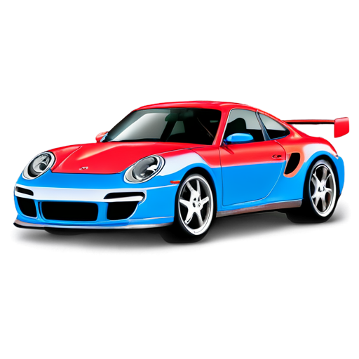 a porshe flat icon racecar with this background: linear-gradient(90deg, #FFA500, #800080); - icon | sticker