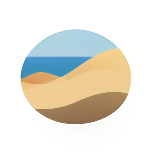 minimalist icon with a sand dune in front with sea in back - icon | sticker