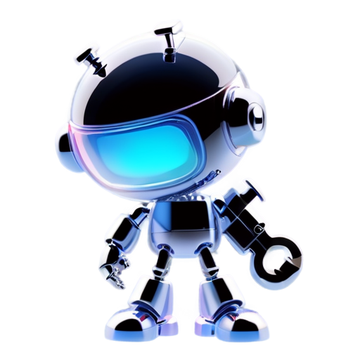 a cute robot with wrench and tools in his hands - icon | sticker