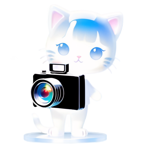 a beautiful cinema screen, black and white, cat shooting with a movie camera - icon | sticker