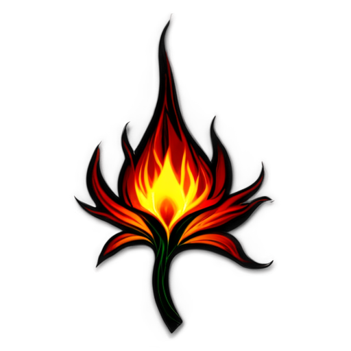 Surtr Fire, Ember Flower, Fiery Colors, Mythical Bloom, Intense Design, Flame Symbol, Bold Appearance - icon | sticker