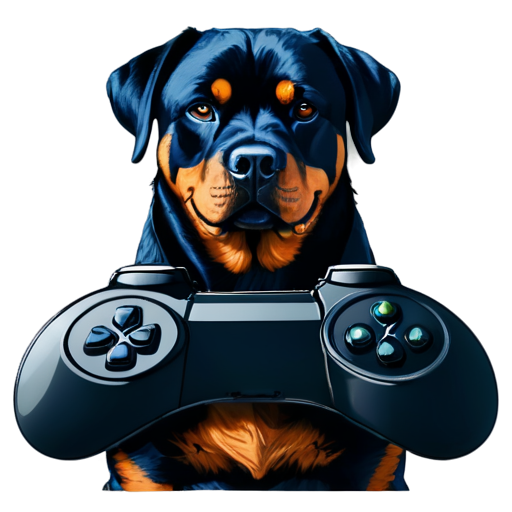 Rottweiler with game pad dualsence - icon | sticker