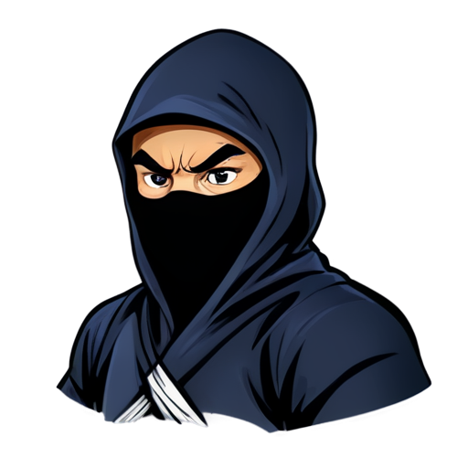 black, angry ninja logo, for a crypto token - icon | sticker