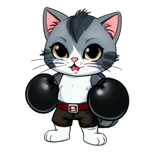 cat in boxing gloves - icon | sticker