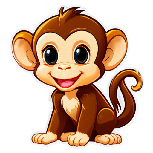 monkey logo. She smiles. There are dollars in her paws. - icon | sticker