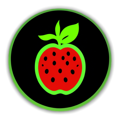 fruit logo in circle minimalist design black background - icon | sticker