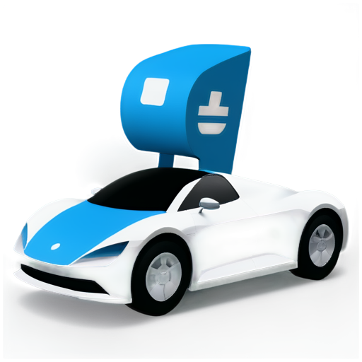 wallbox caharging station electro car, blue, white, sympel - icon | sticker