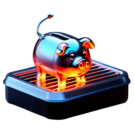 suckling pig is roasted on a spit - icon | sticker