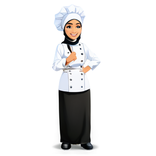 vector woman chef with hijab and smiling for logo resto - icon | sticker