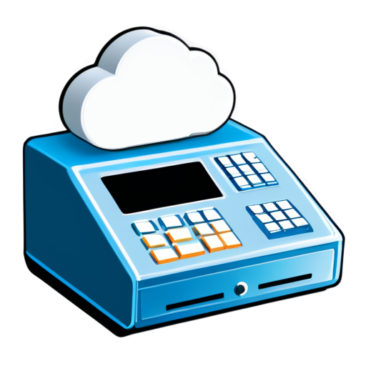 Cloud cash register minimalism color blue - icon | sticker