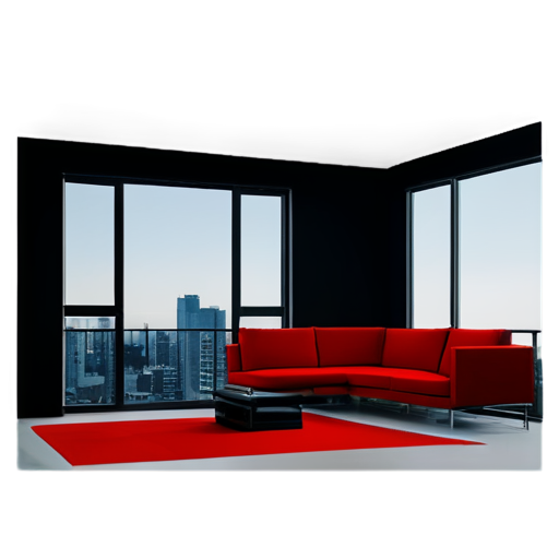 apartment with red and black color - icon | sticker