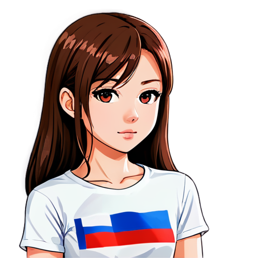 The anime girl with Russian flag and T-shirt with quote „SVO“ on it - icon | sticker