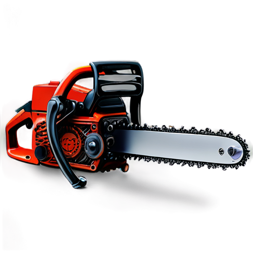 Chainsaw in steam punk style in red shades - icon | sticker