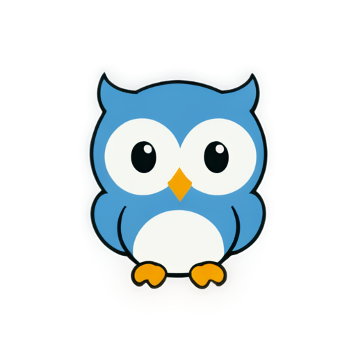 owls head, simple, smiling, child, cute, one-line, 5 colors - icon | sticker